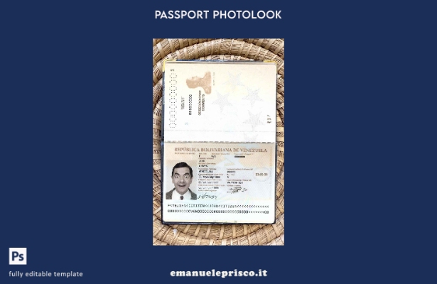 modello di aspetto fotografico del passaporto venezuelano in stile verificato